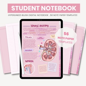 Student Portrait Digital Notebook with Tabs | Digital Notebook | Note Paper | Lined Grid Digital Paper Templates for Goodnotes by MADEtoPLAN