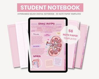 Student Portrait Digital Notebook with Tabs | Digital Notebook | Note Paper | Lined Grid Digital Paper Templates for Goodnotes by MADEtoPLAN