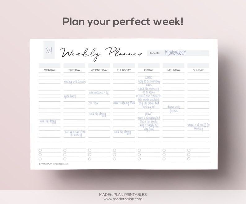 Weekly Planner Printable Weekly Planner Weekly Planner Pad Etsy