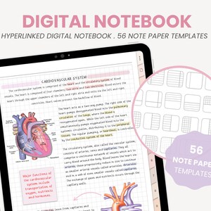 Quaderno digitale con ritratto / Blocco note digitale per studenti / Modelli di carta per appunti digitali + Note adesive iPad Goodnotes di MADEtoPLAN