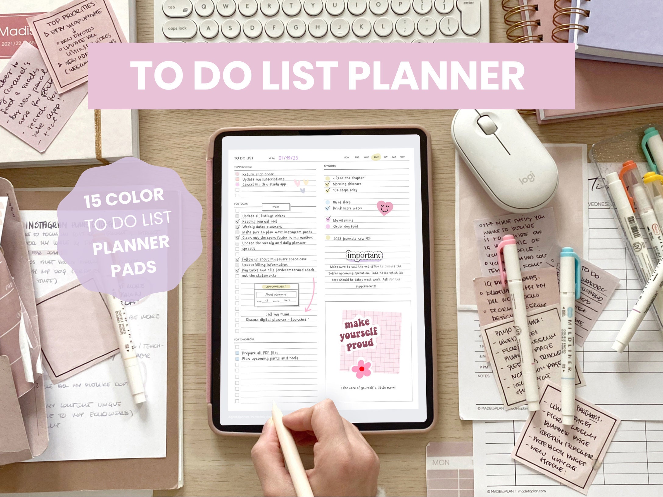 To Do List Digital Planner | Task List Checklist | Minimalist To Do List Printable | iPad To Do List Template for Goodnotes by MADEtoPLAN