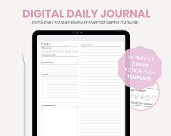 Minimalist Digital Journal | Undated Daily Planner | Minimalist Daily Journal Dashboard | iPad Tablet Template for Goodnotes, Notability