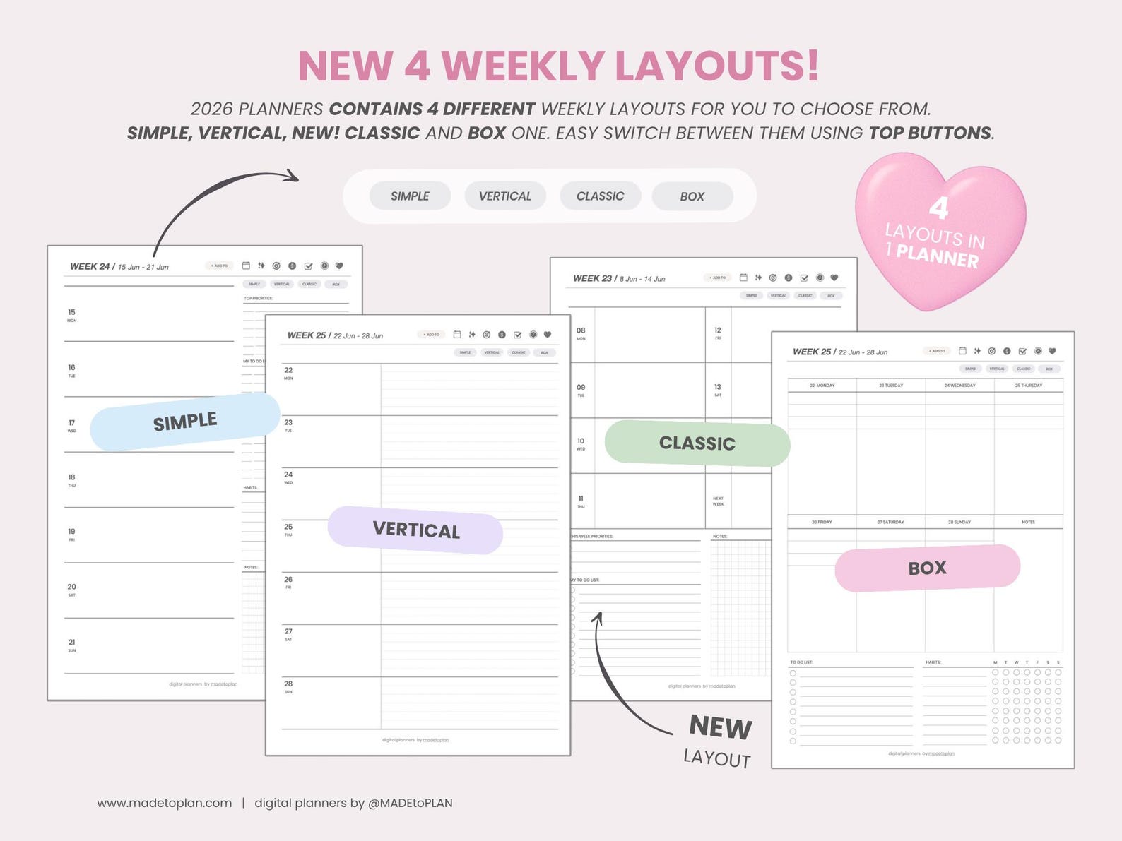 2026 Digital Planner Bundle | 2026 Hyperlinked Portrait Planner ...