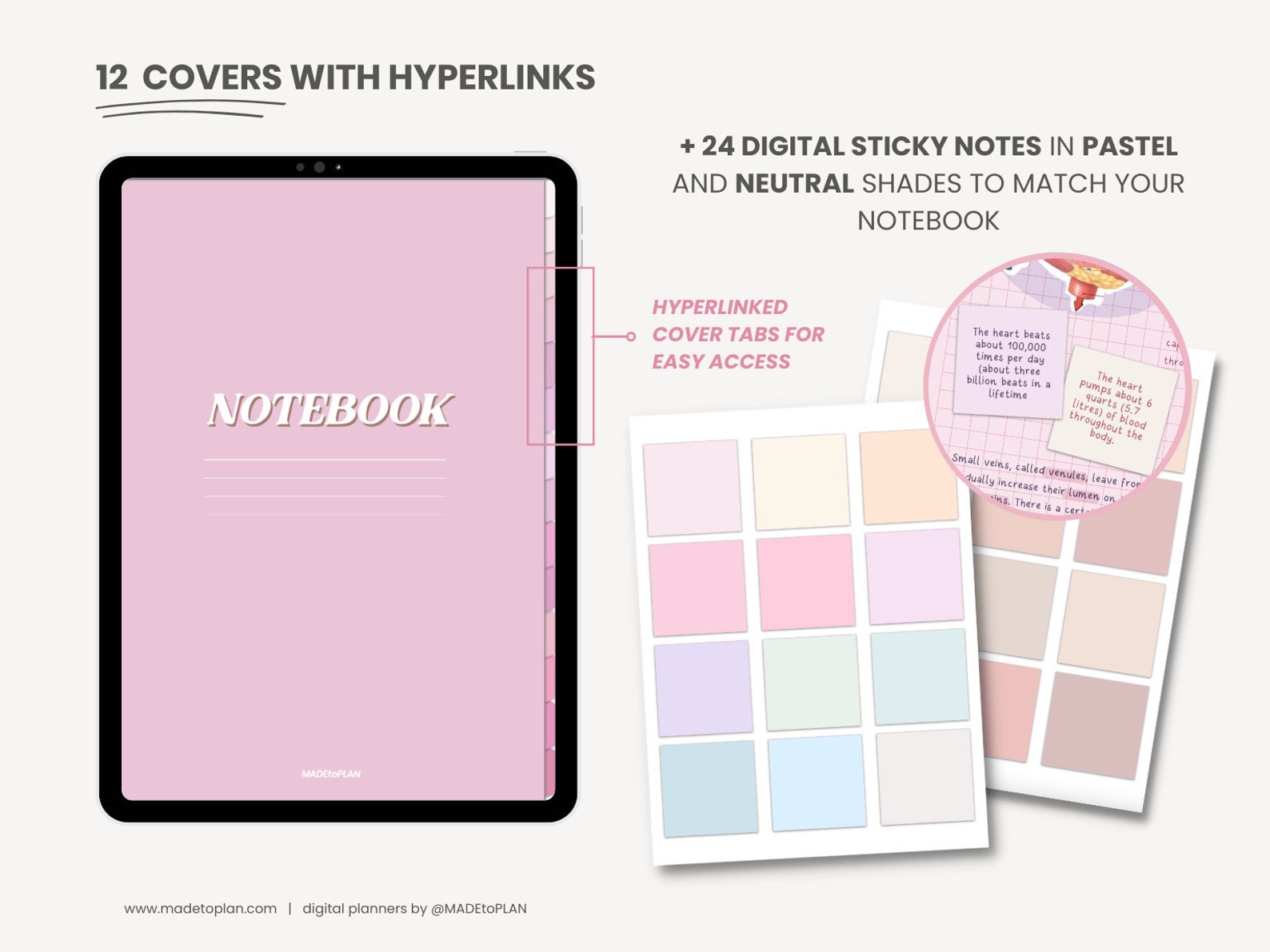 Portrait Digital Notebook | Pink Digital Note Paper Templates |student ...