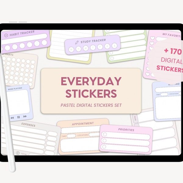 Functional and Productivity Widget Stickers | Everyday Life Digital Stickers | Cute Pastel Digital Stickers for iPad Goodnotes by MADEtoPLAN