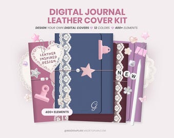 Digital Leather Planner Cover Set for GoodNotes | iPad Journal Covers | Trifold Notebook Covers | Instant Download PDF by MADEtoPLAN