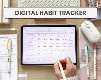 Digital Daily Habit Tracker | 12 Months Routine and Motivation Habit Tracker | Goal Digital Planner | Printable Habit Tracker Pages