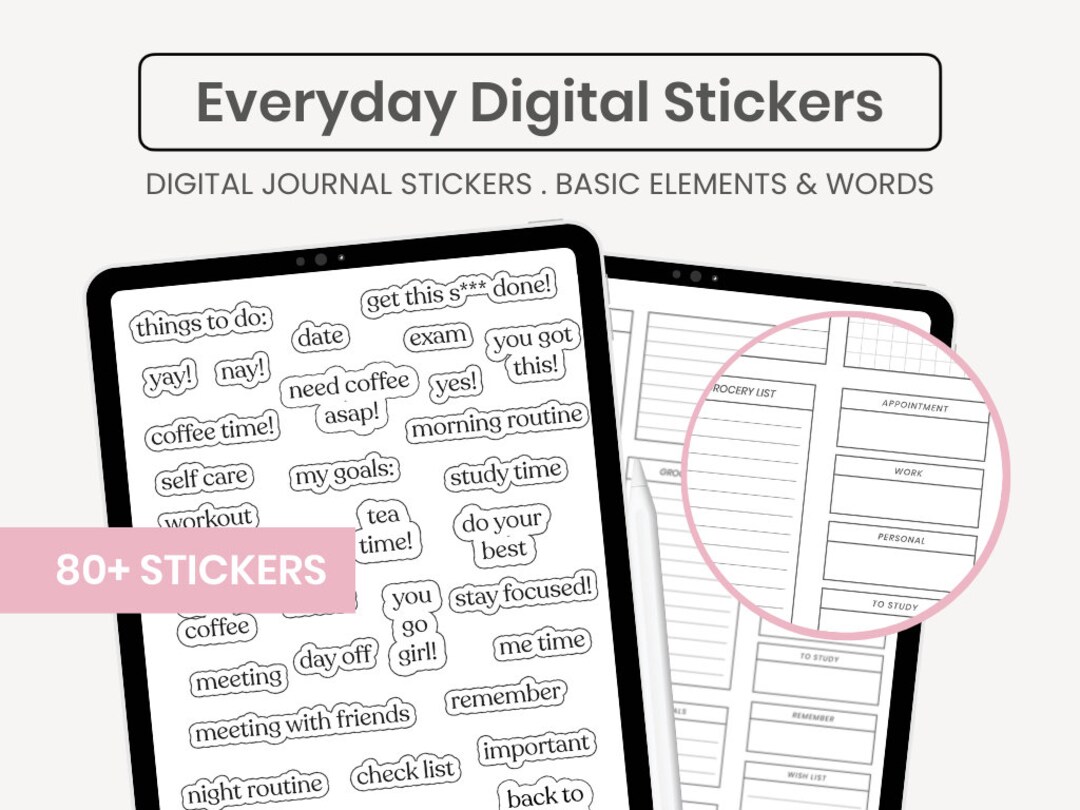 Everyday Digital Stickers | Words and Phrases Stickers | Printable ...
