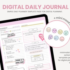 Minimalist Digital Journal | Undated Daily Planner | Minimalist Daily Journal Dashboard | iPad Tablet Template for Goodnotes, Notability