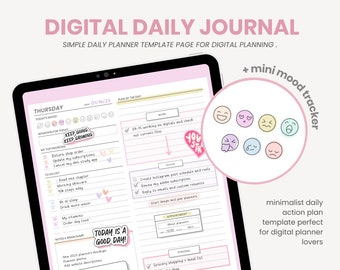 Minimalist Digital Journal | Undated Daily Planner | Minimalist Daily Journal Dashboard | iPad Tablet Template for Goodnotes, Notability