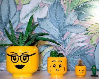 Yellow "Pot Heads" Plant Pot