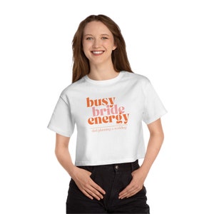 Busy Bride Energy Champion Women&#39;s Heritage Cropped T-Shirt / Bridal Crop Top / Wedding Planning Top / Wedding Crop Top
