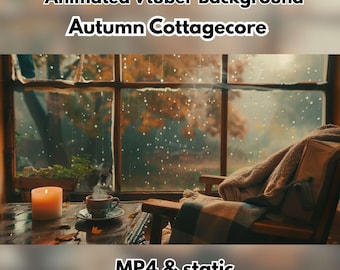 Gemütlicher Herbst Regen animierter Vtuber Hintergrund: Hygge Kerze Kamin (Digitaler Download)