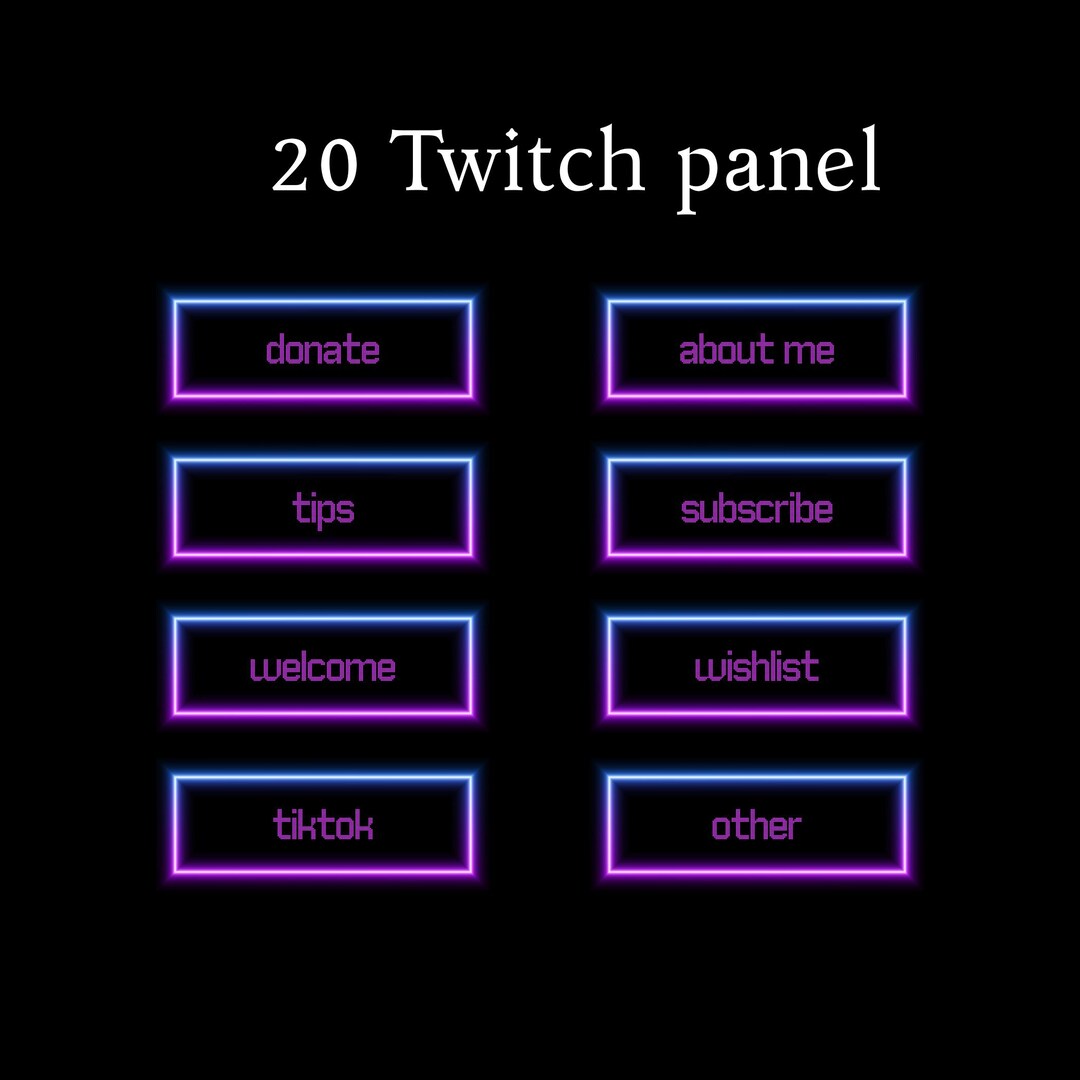 Neon Twitch Panels | Vtuber Stream Overlay Buttons for Twitch, Youtube ...