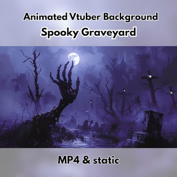 Witchy Forest Animated Vtuber Background: Cozy Spooky Purple Skeleton Graveyard Stream Scene