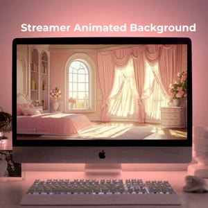 ピンクのかわいいVTuberアニメーション背景：居心地の良いアニメストリーミング背景（MP4デジタルダウンロード）