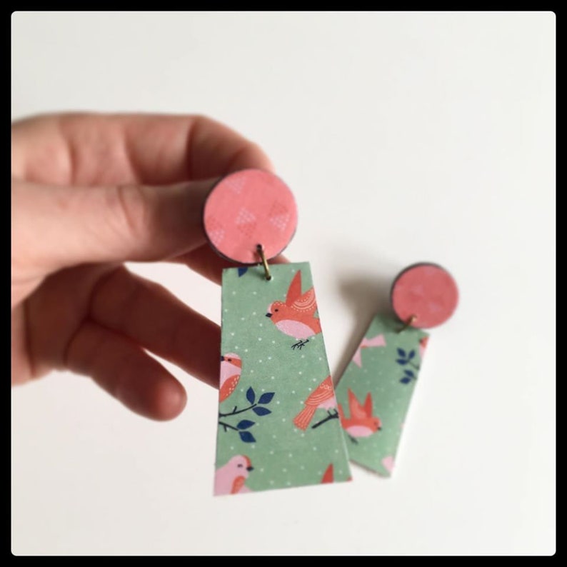 Bird pattern earrings