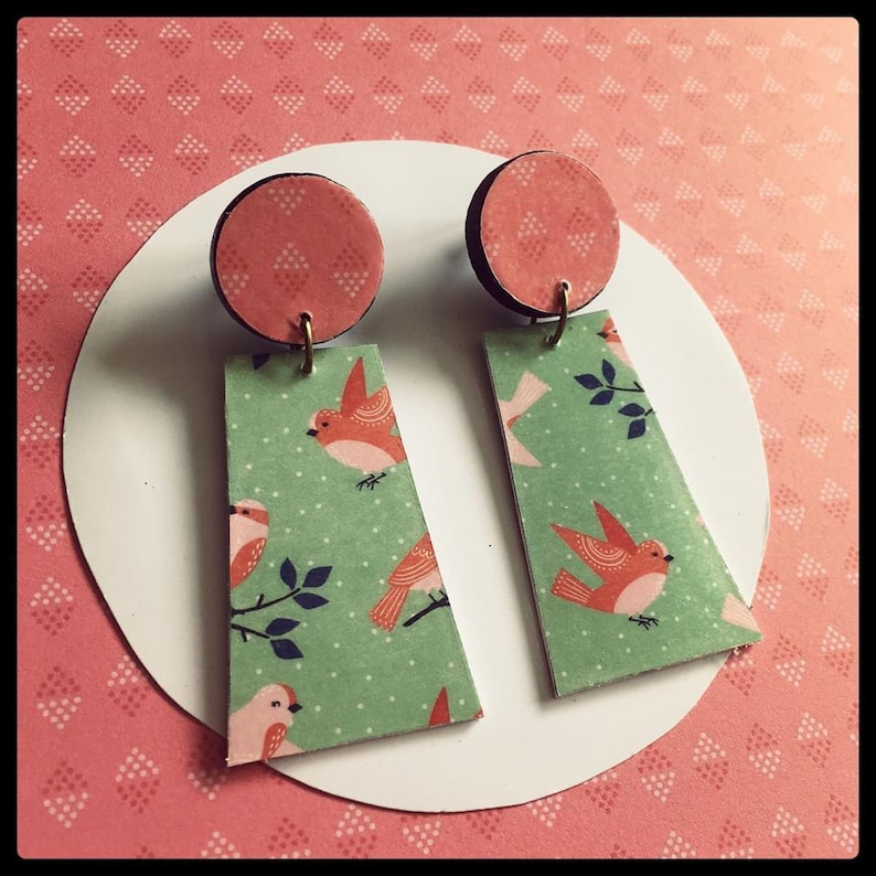 Bird pattern earrings