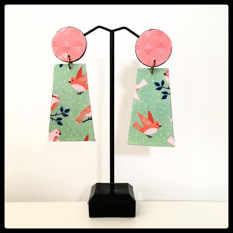 Bird pattern earrings