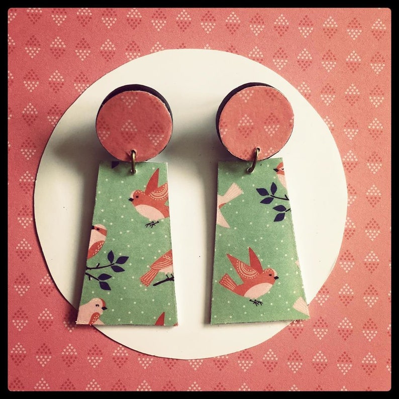 Bird pattern earrings