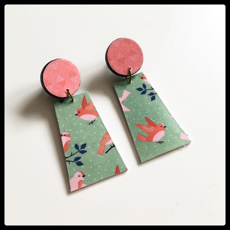 Bird pattern earrings