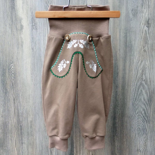 Pumphose im Lederhosenstyle, braune Trachtenhose, Hose mit Latz