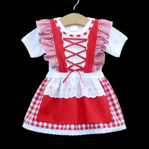 Babydirndl rot-kariert,  bayerische Hochzeit, Kleid für Trachtenfest, Oktoberfest mit Baby, Brautmädchen, Taufdirndl