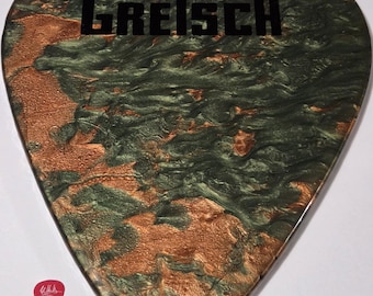 Gretsch plectrum muurdecoratie hars kunst. 17 x 14 inch