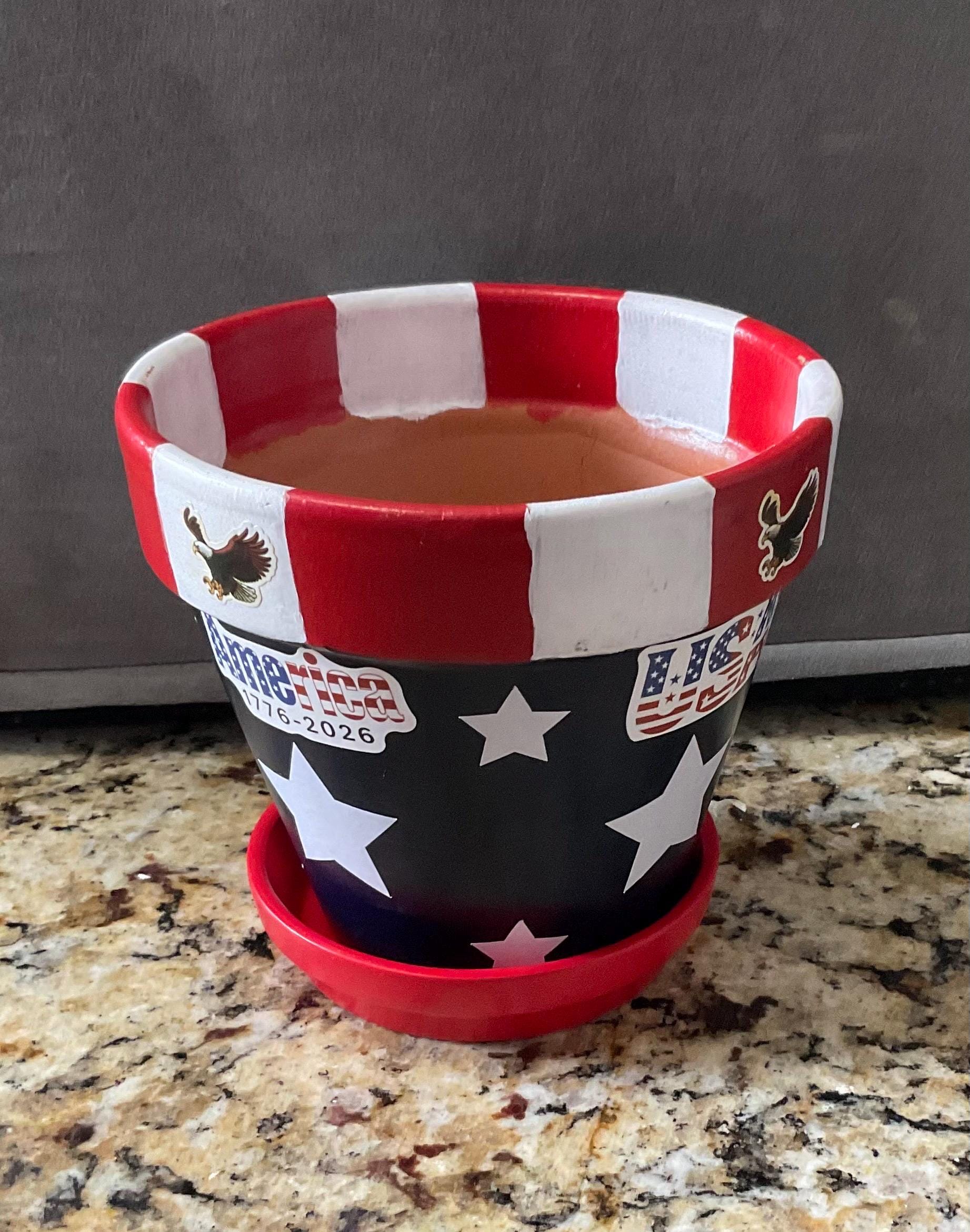 6 Inch Clay Pot Decorated to Celebrate USA 250th Anniversary - Etsy
