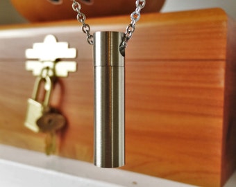 Brushed Stainless Steel Cylinder Cremation Jewelry | Ashes Necklace | Urn Jewelry | Stash Pendant | Necklace For Ashes | Ashes Necklace 2023