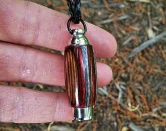 Royal Jacaranda Wood Cremation Pendant: Stainless Steel Ashes Necklace