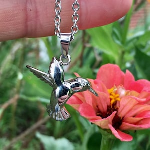 Hummingbird Cremation Pendant: Stainless Steel Ashes Necklace