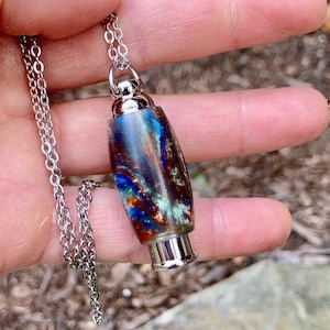 Cremation Jewelry | Galaxies Alumilite Acrylic & Stainless Steel Waterproof Urn Pendant | Necklace For Ashes | Cremation Pendant