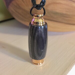Cremation Jewelry | Charcoal Wood & Rose Gold Stainless Steel Hand Turned Cremation Pendant | Ashes Necklace | Urn Jewelry