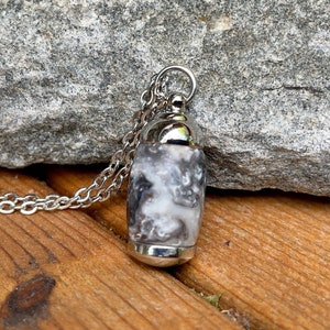 Small Waterproof  "Glacial Snow" Acrylic & Silver Stainless Steel Cremation Jewelry | Cremation Pendant | Ashes Necklace | Urn Necklace