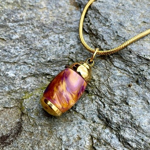Extra Small Royal Honey Acrylic & Gold Color Stainless Steel Cremation Jewelry | Cremation Pendant | Ashes Necklace | Urn Necklace