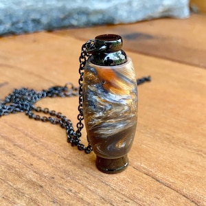 Cremation Jewelry | Molten Metals Alumilite & Stainless Steel Waterproof Urn Pendant | Necklace For Ashes | Cremation Pendant