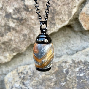 Extra Small Waterproof "Molten Metals" Alumilite Acrylic & Black Stainless Steel Cremation Jewelry | Cremation Pendant | Ashes Necklace