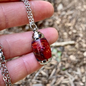 Cosmic Storms Extra Small Waterproof Acrylic & Silver Stainless Steel Cremation Jewelry | Cremation Pendant | Ashes Necklace | Urn Necklace