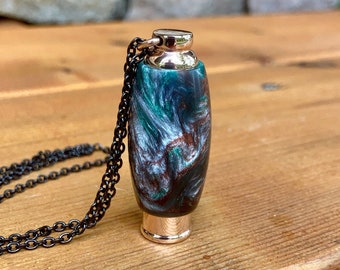 Copper Mountain Alumilite Acrylic & Rose Gold Stainless Steel Waterproof Cremation Jewelry | Necklace For Ashes | Cremation Pendant