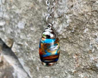 Starry Night Acrylic Cremation Pendant: Stainless Steel Ashes Necklace