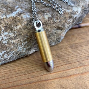 Silver & Gold Stainless Steel Bullet Cremation Jewelry | Ashes Necklace | Pet Urn | Cremation Necklace | Ashes Keepsake