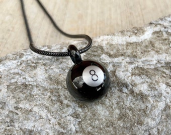 Eight Ball Cremation Urn Pendant Jewelry | Black Stainless Steel Cremation Jewelry