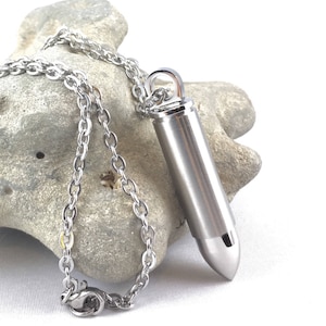 Silver Bullet Stainless Steel Cremation Pendant Ashes Necklace Urn Necklace Cremation Jewelry Stash Necklace Urn Jewelry Etsy