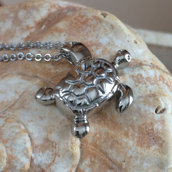 Cremation Jewelry Sea Turtle Solid Stainless Steel Cremation Pendant Urn Necklace | Ashes Necklace | Urn Jewelry | Necklace For Ashes  8147