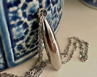 Stainless Steel Cremation Urn Necklace: Teardrop Ashes Pendant
