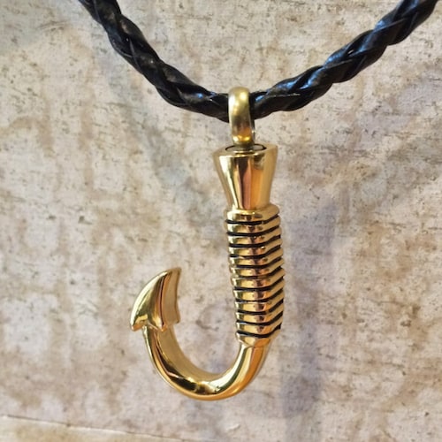 Fish Hook Cremation Pendant Necklace Urn Ashes Keepsake Etsy