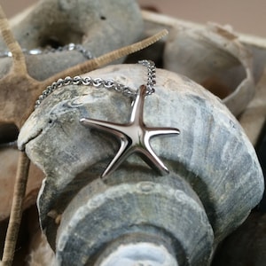 Stainless Steel Starfish Cremation Pendant Jewelry For Human or Pet Ashes | Simple Keepsake Urn for Men Women & Children