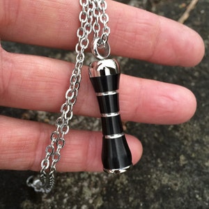 Cremation Jewelry Silver & Black Stainless Steel Cylinder Pendant Urn Necklace Ashes Necklace Stash Necklace Urn Jewelry 9171 image 1