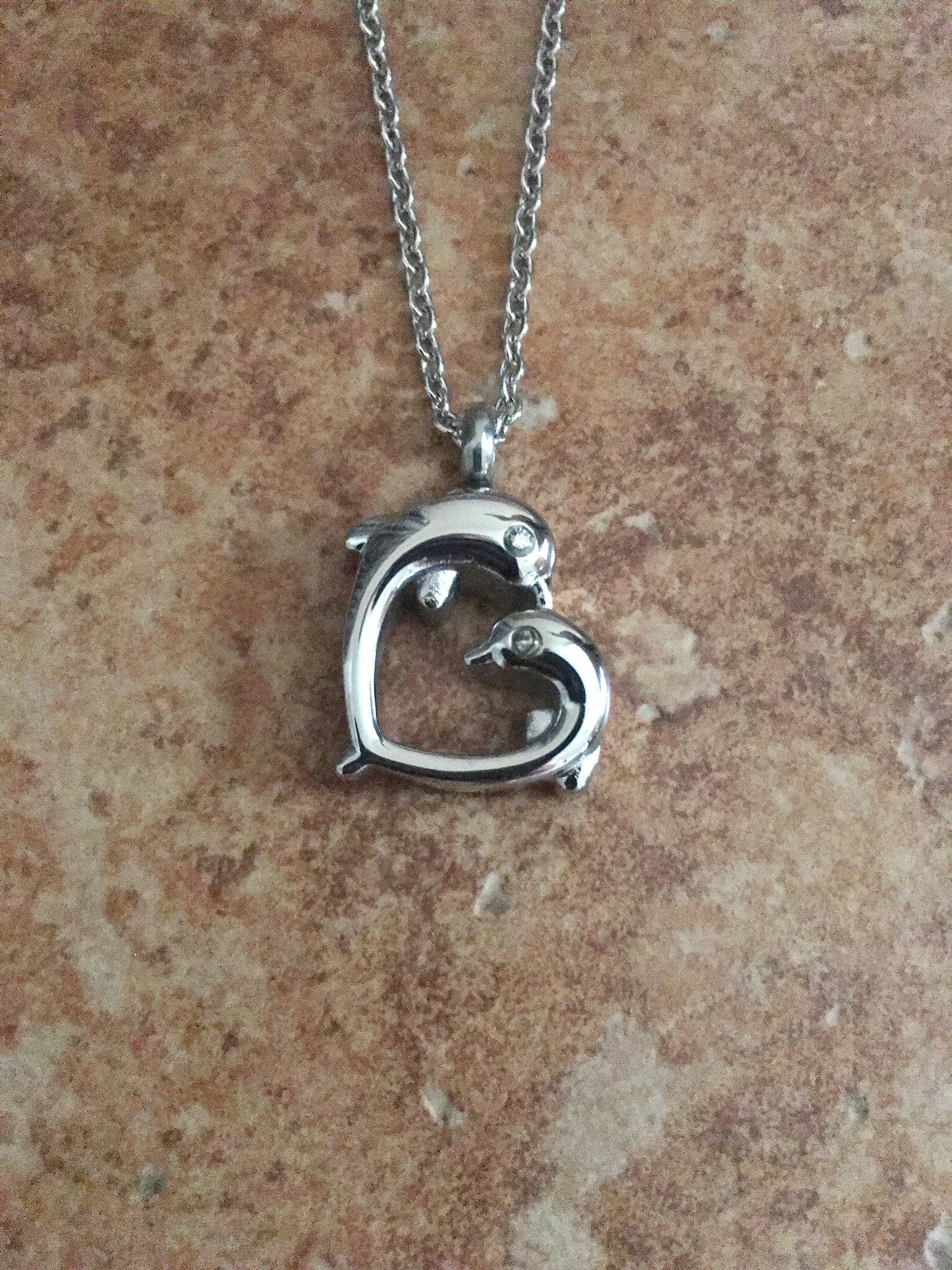Stainless Steel Cremation Jewelry Two Dolphin Heart | Etsy